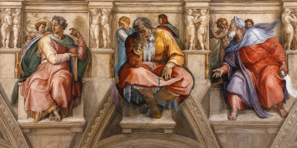 Ezekiel, Jeremiah, Isaiah from right to left