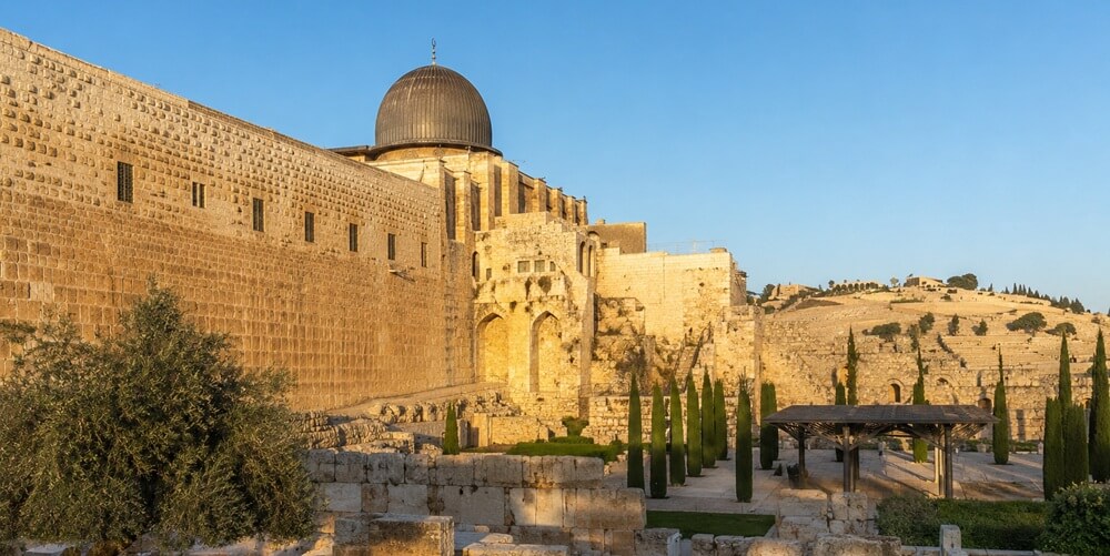 מיקום הארמונות האומאיים ליד הר הבית בירושלים