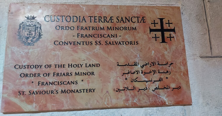 שלט הקסטודיה טרה סנטה ירושלים